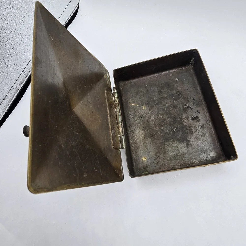 Vintage UNION AIR BRASS‎ Silent Butler Ash Tray Crumb Catcher WOOD Handle U.S.A.